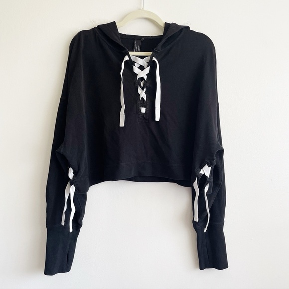 Sweaty Betty Halle Berry Hoodie sweatshirt cropped thermal activewear waffle XL - Picture 3 of 14